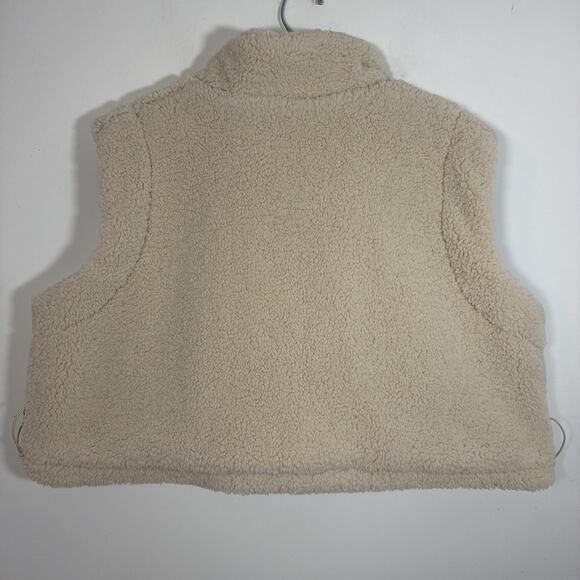 Oli & Hali Sherpa Polar Fleece Cropped Vest XL Fuzzy 1/4 Zip Outdoor Cream Ivory - Picture 5 of 9